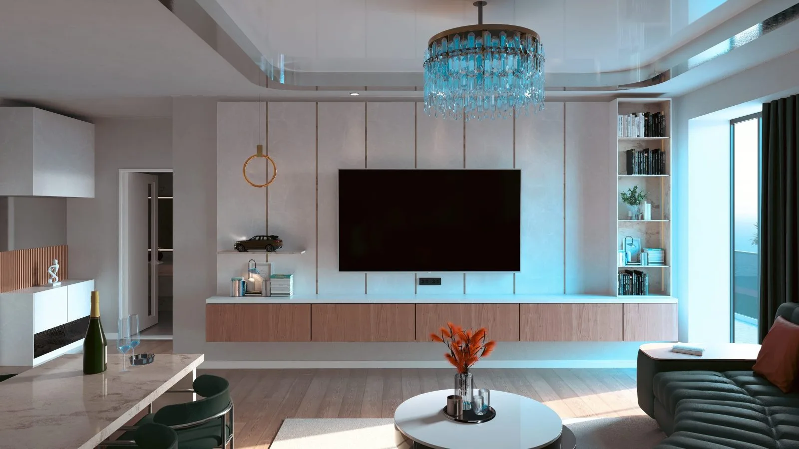 Apartament A1 The Icon Mamaia Nord, living cu zona de relaxare pentru apartament de vacanta sau investitie